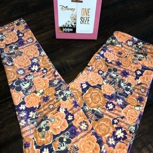NWT LuLaRoe OS Disney Leggings - Floral Mickey & Minnie